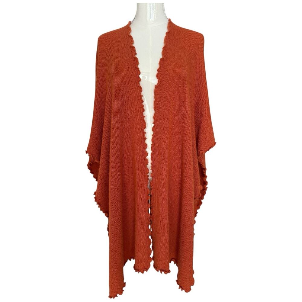 Alpaca Shawl With Soft Waves Reversible Knit Cape View 4